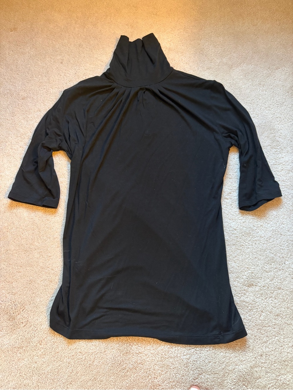 Banana Republic Black 3/4 Sleeve Mock Neck Top